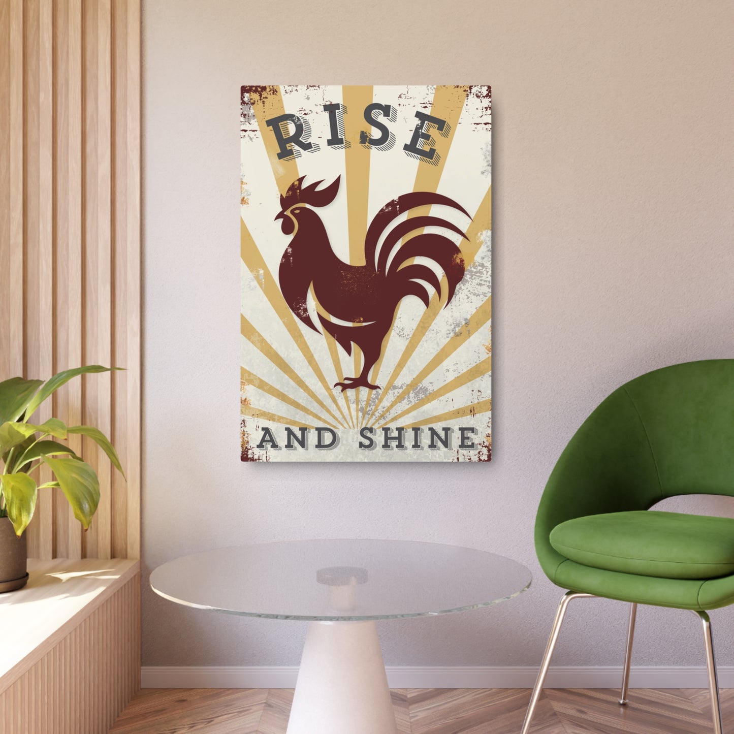 Rustic Farmhouse Wall Art – Rise and Shine Rooster - Custom Handcrafted Design