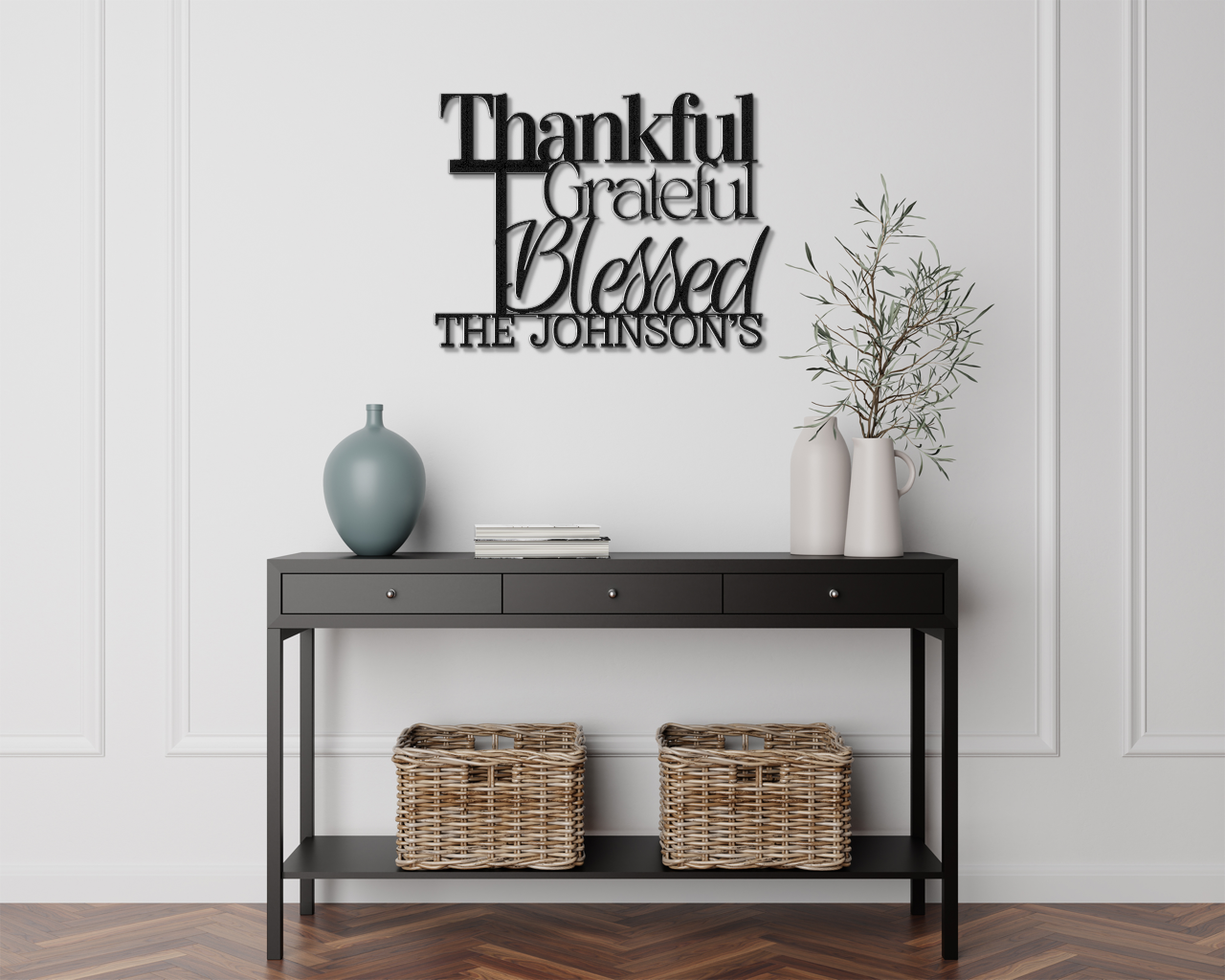 Thankful Grateful and Blessed - Faith Themed Inspirational Metal Sign