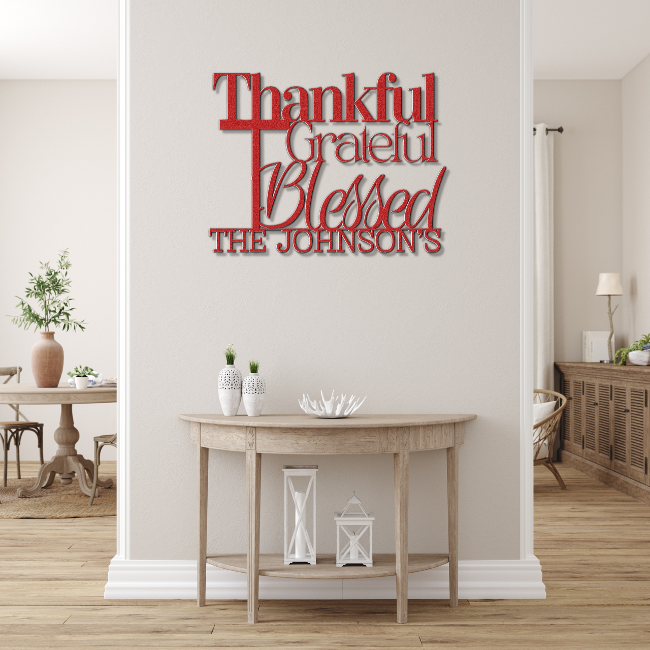 Thankful Grateful and Blessed - Faith Themed Inspirational Metal Sign