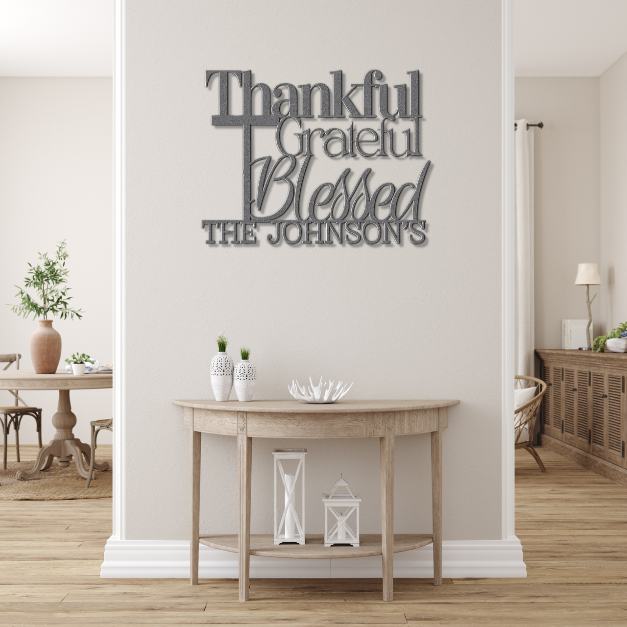 Thankful Grateful and Blessed - Faith Themed Inspirational Metal Sign