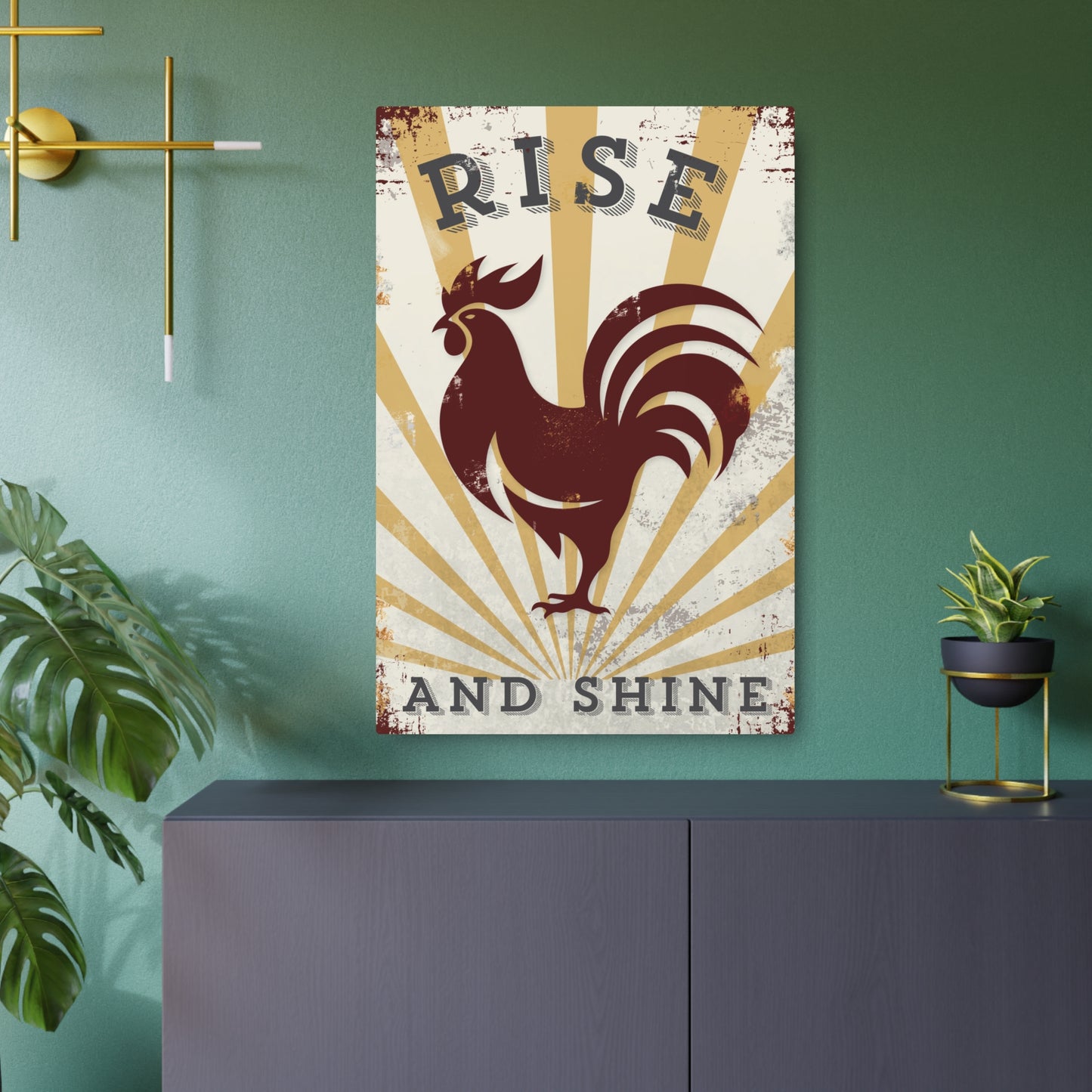 Rustic Farmhouse Wall Art – Rise and Shine Rooster - Custom Handcrafted Design