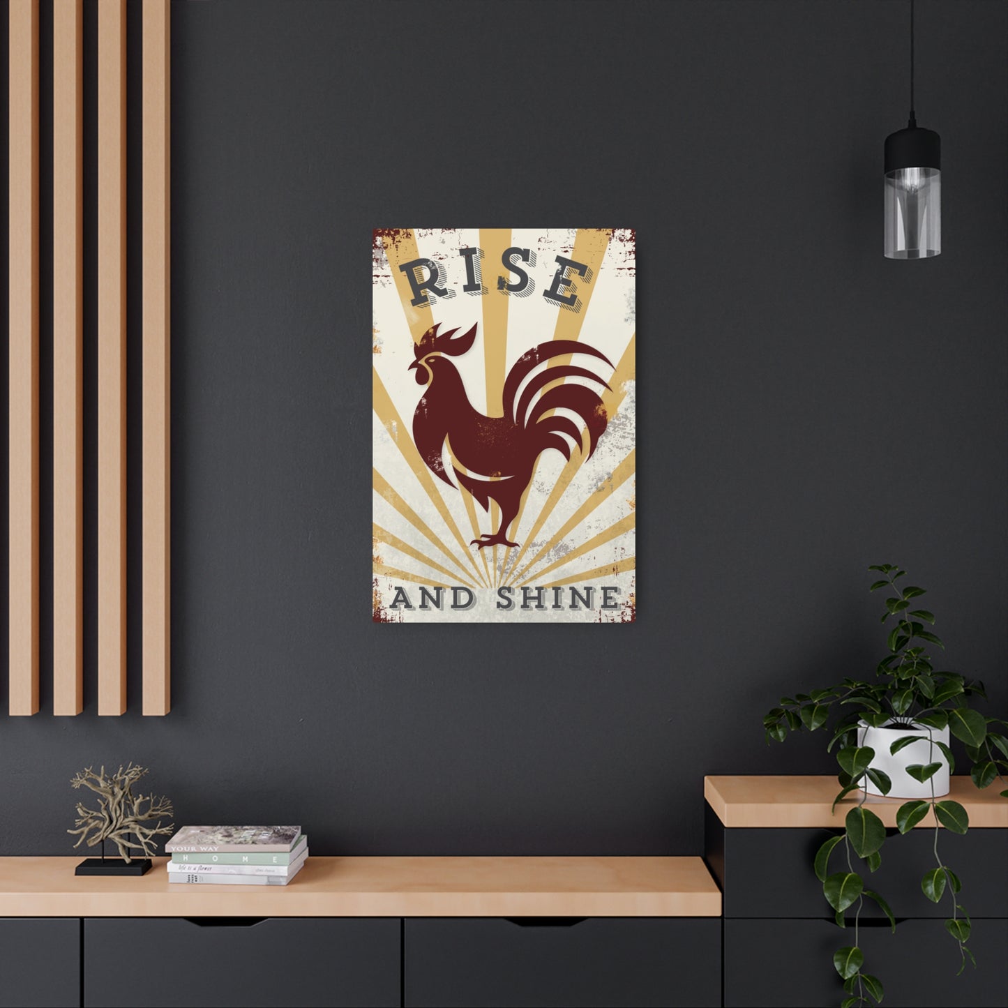 Rustic Farmhouse Wall Art – Rise and Shine Rooster - Custom Handcrafted Design