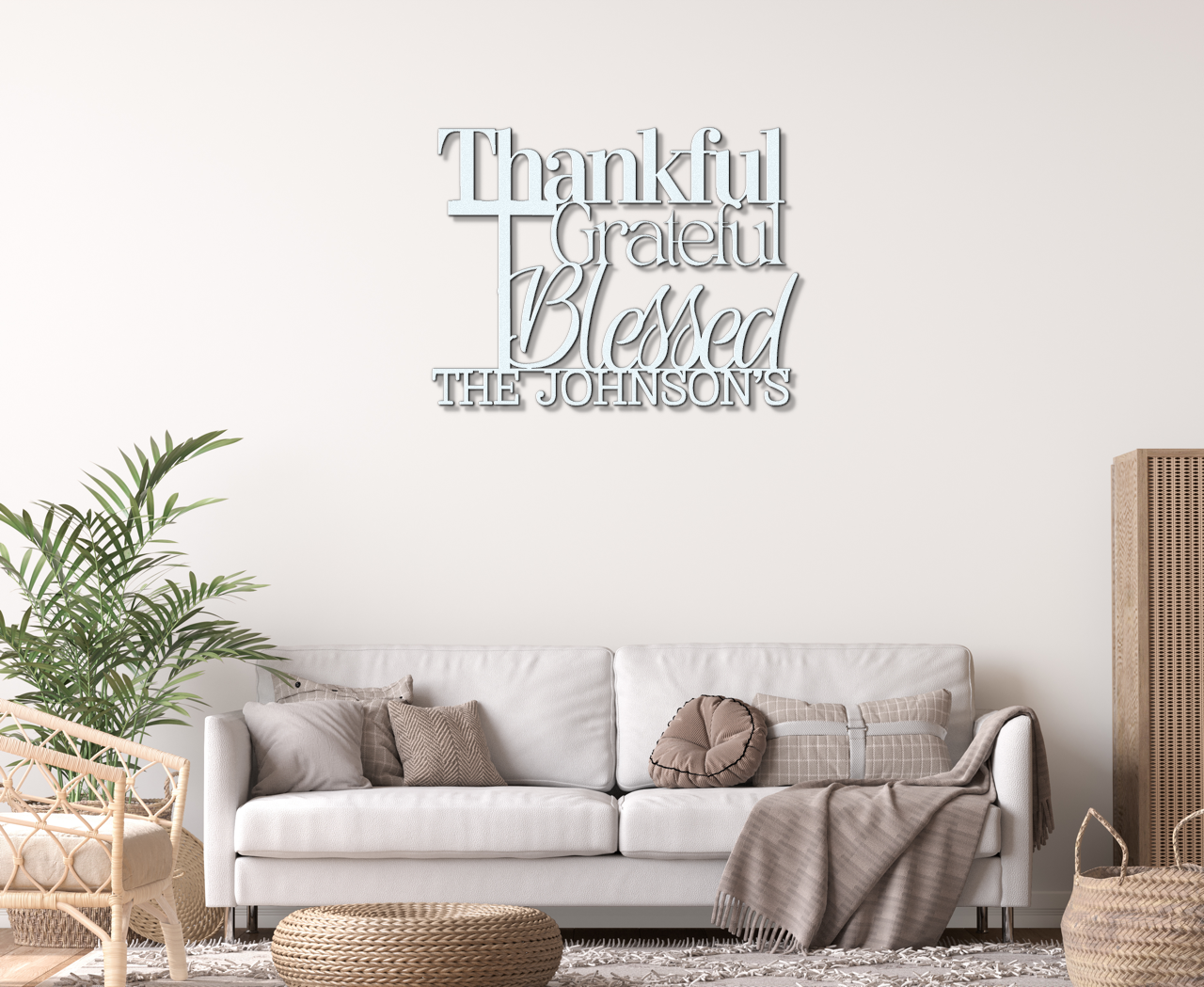 Thankful Grateful and Blessed - Faith Themed Inspirational Metal Sign