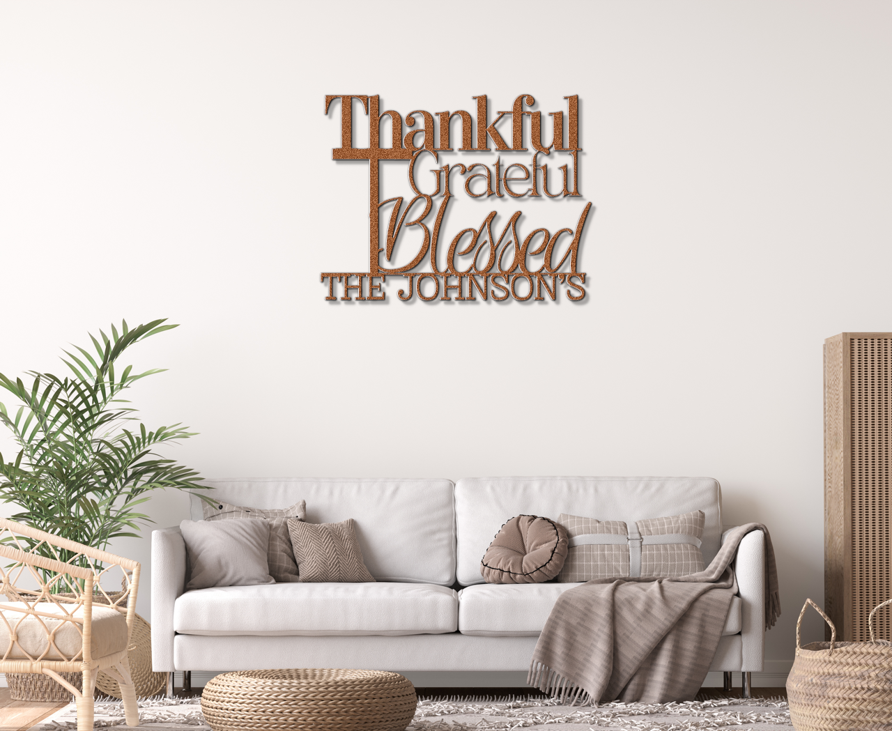 Thankful Grateful and Blessed - Faith Themed Inspirational Metal Sign