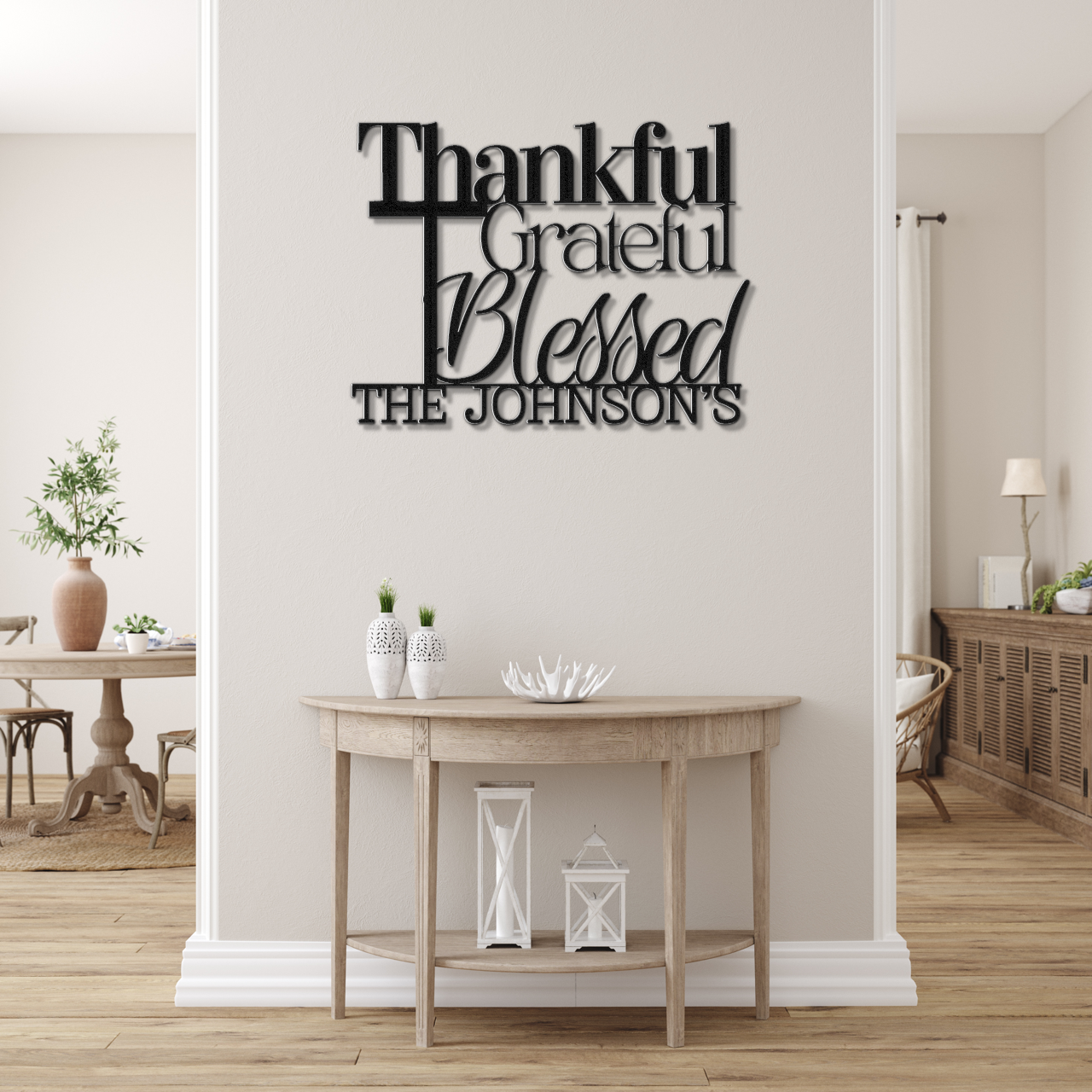 Thankful Grateful and Blessed - Faith Themed Inspirational Metal Sign