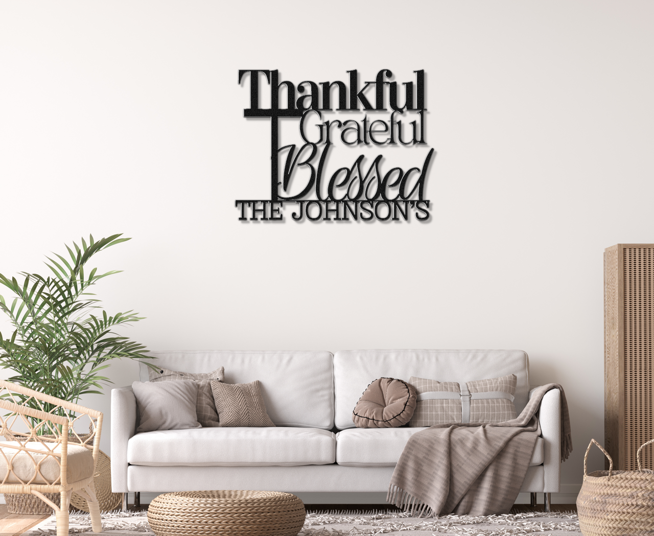 Thankful Grateful and Blessed - Faith Themed Inspirational Metal Sign