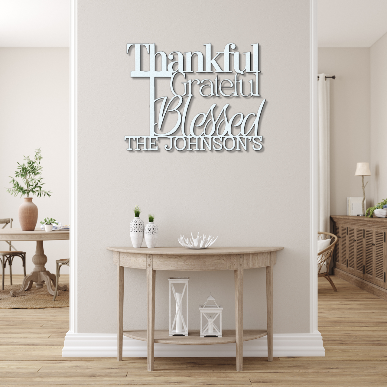 Thankful Grateful and Blessed - Faith Themed Inspirational Metal Sign